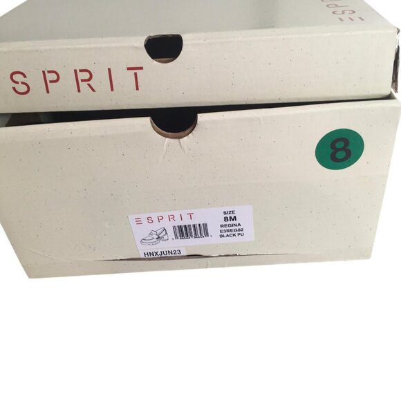 Y2K Esprit Regina Shoes Womens Size 8M Black Loafer Heels Chunky Lug Sole 90s - Picture 13 of 13